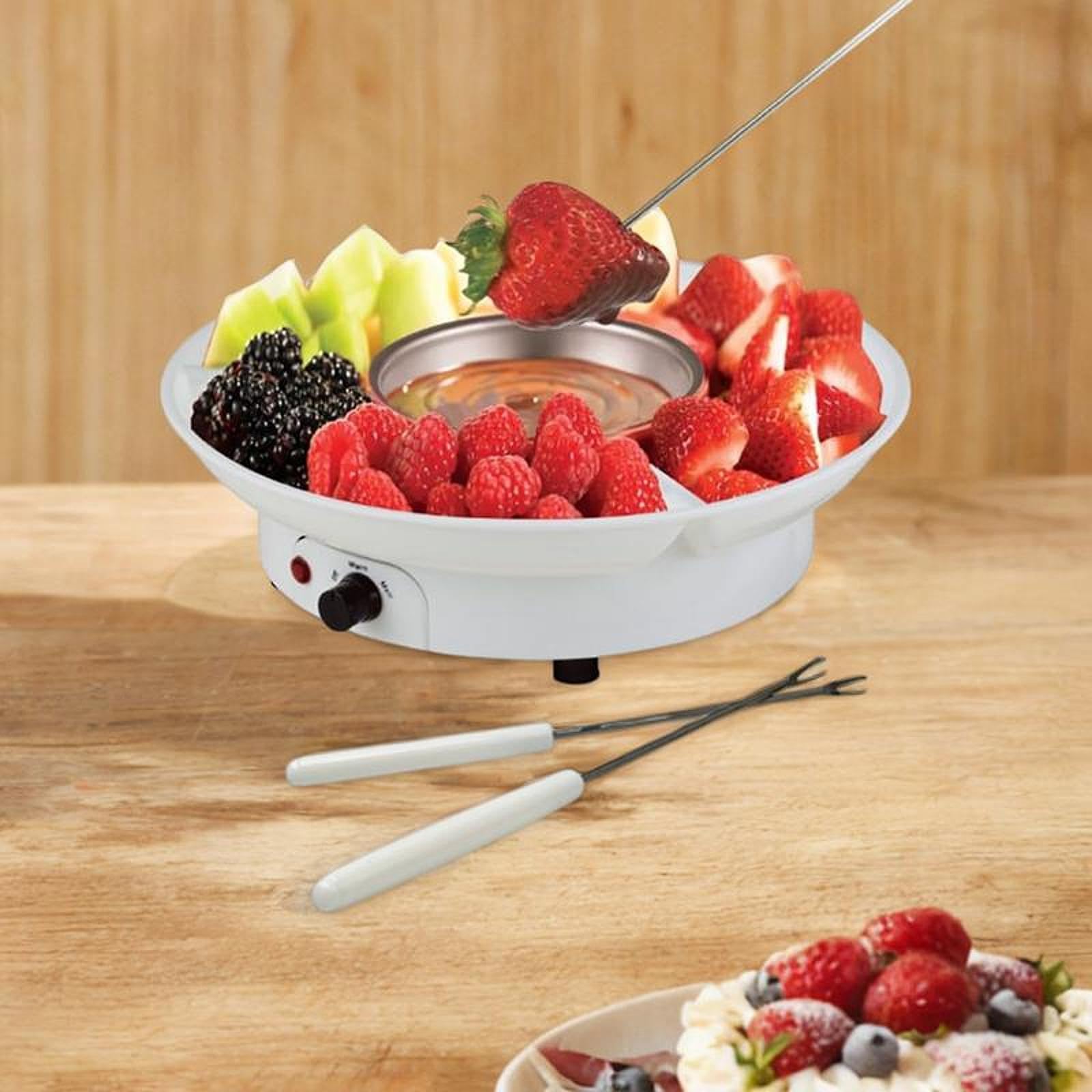 F Fityle Juego de Fondue de Fondue electrodomésticos de Cocina EU EU fácil para Servir a Chocolate Melting Melting Fruits Fruits, Blanco