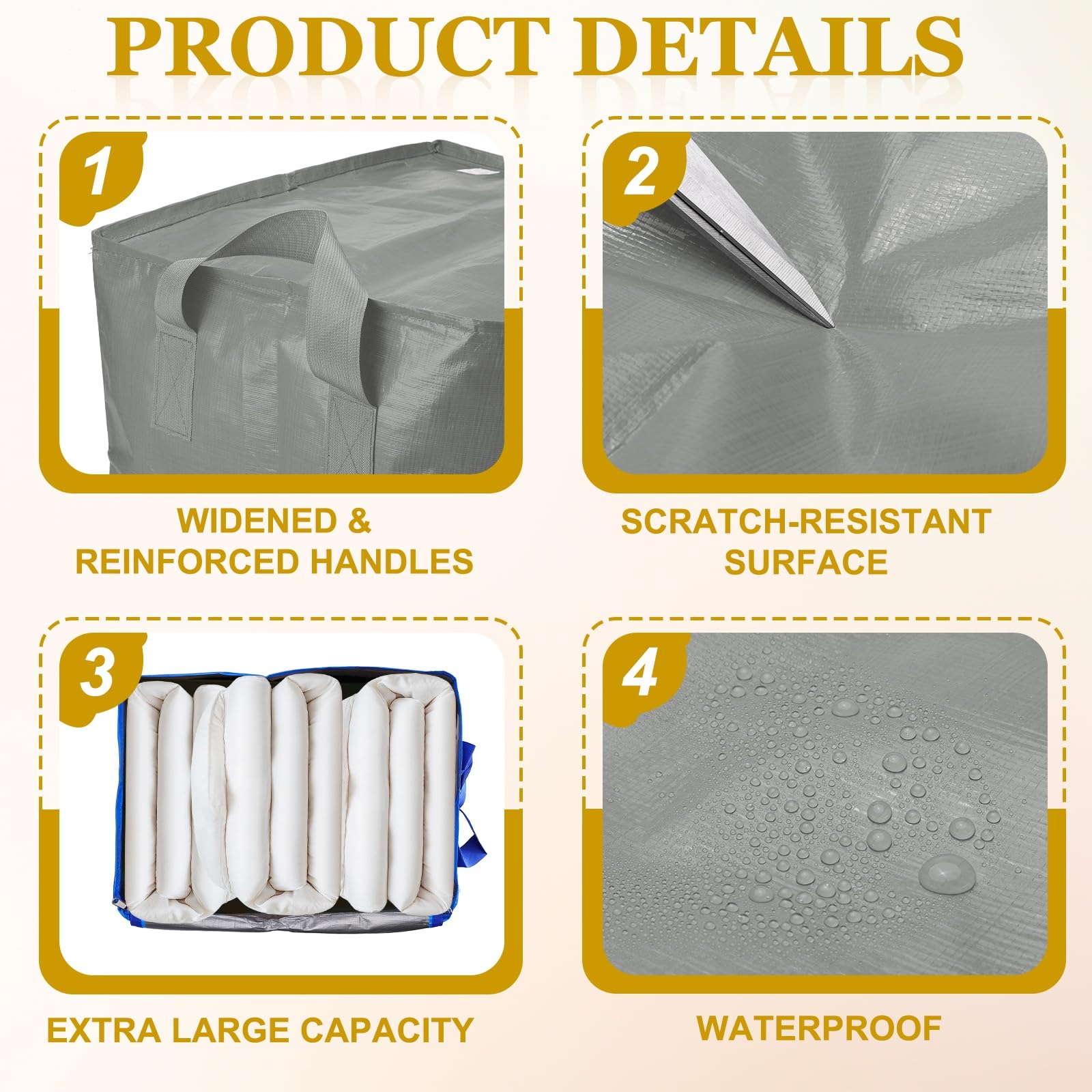 QUARKZMAN Bolsas de Mudanza 240L 20x24x28 Pulgadas Plata 2 Piezas