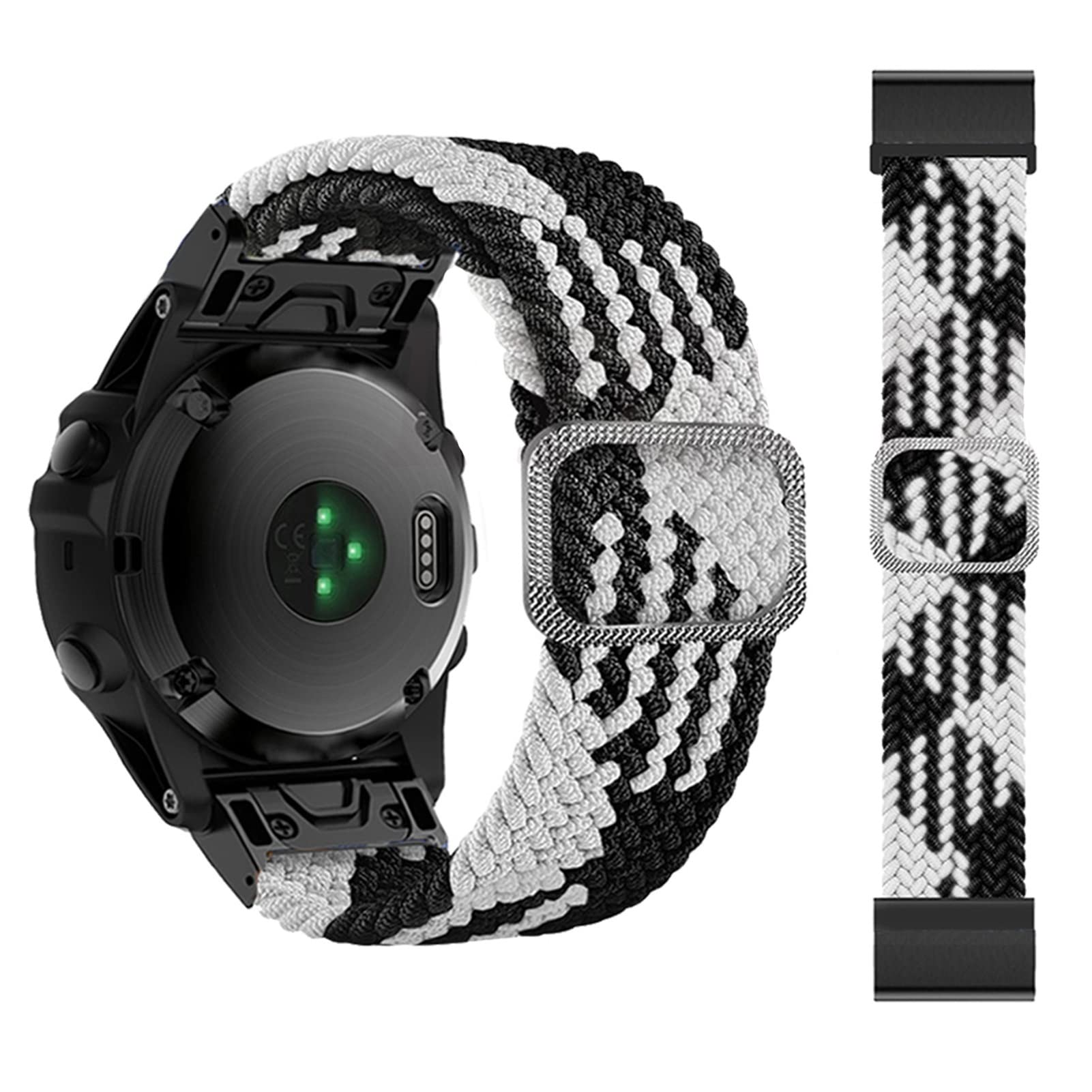Aemall Black White 22 26Mm Elastic Smart Watch Band Straps For Garmin Fenix 7 7X 6 6X Pro 5X 5 3Hr 945 S60 S62 Quickfit Release Strap Nylon Bracelet (Color : Size : Quickfit 26Mm)