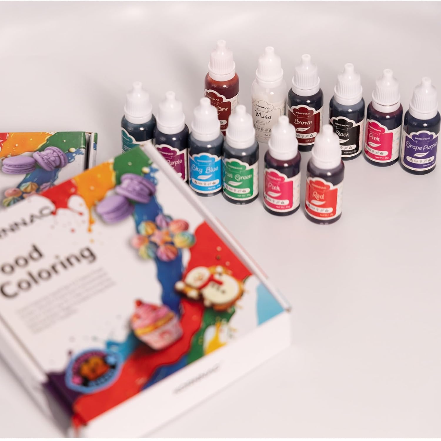 12 Colors Food Grade Vibrant Food Dye Tasteless Liquid Color for Cake Decorating, Baking, Easter Egg, Icing, Fondant, Cookings, Slime Making DIY Supplies Kit 0.5 Fl. oz (15 ml)/Bottles