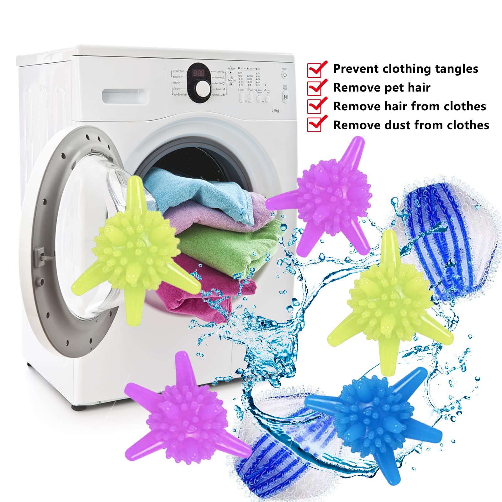 12 Stück Tierhaarentferner Für Waschmaschine - Wiederverwendbare Flusenkugeln Gegen Hunde- & Katzenhaare