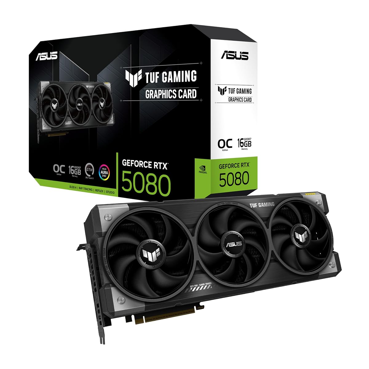 ASUS TUF Gaming GeForce RTX™ 5080 16GB GDDR7 OC Edition Graphics Card | PCIe 5.0, HDMI/DP 2.1, 3.6-slot, Military-grade Co...