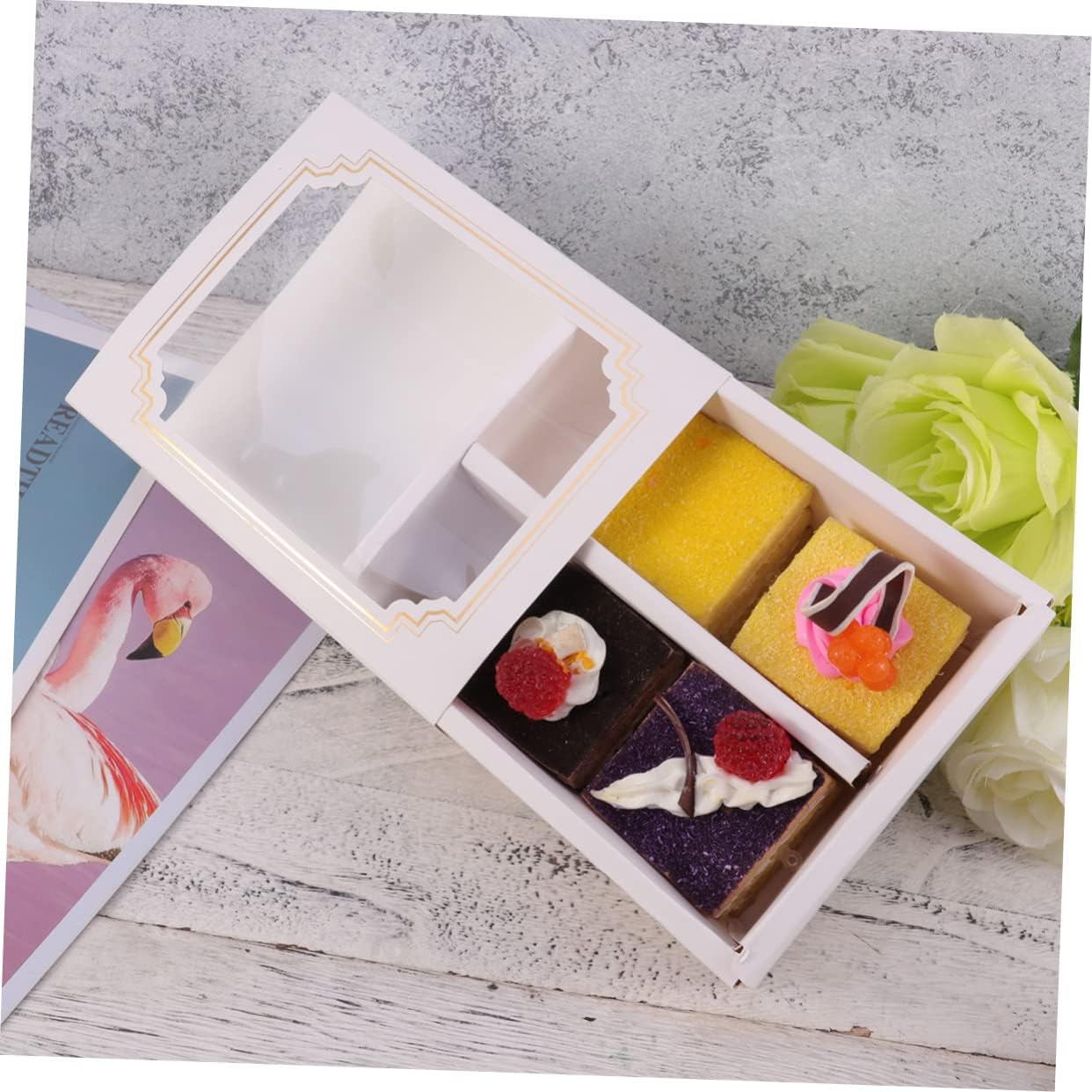 10pcs Baking Packaging Box Macaron Container Small Cake Boxes Window for Wedding Party