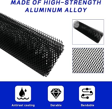 Car Grill Mesh, Heavy Duty Aluminum Alloy Grille Insert Bumper with Rhombic Hole, 4013 Multifunctional Automotive Screen Mesh Roll for Front Bumper, Car Accessories (36 mm)