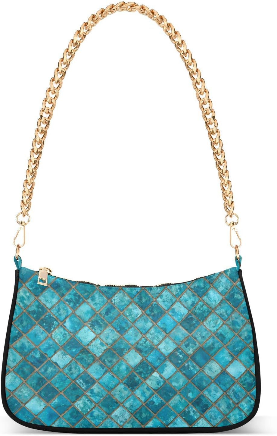 Shoulder Bags for Women Turquoise Blue Hobo Tote Handbag Small Clutch Purse with Zipper Closure