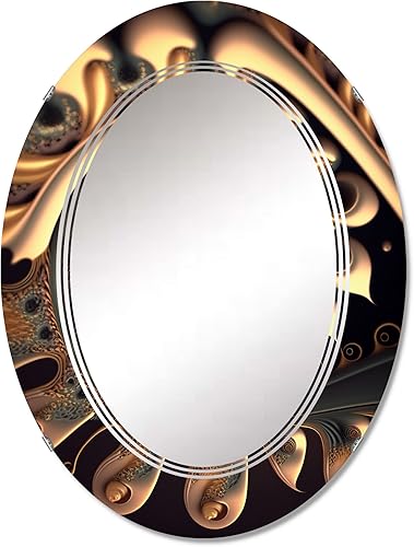 Golden Fractal Bliss II - Espejo de tocador, espejos de baño, espejos de pared para sala de estar, dormitorio, espejo ovalado, grande, 20 x 30 pies,
