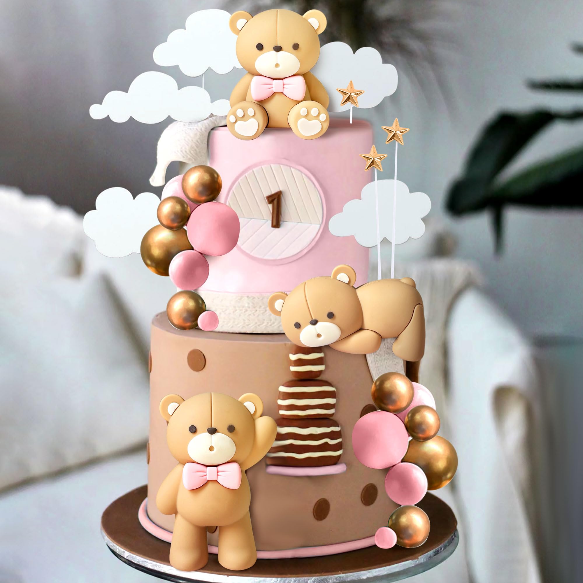 Beer Taart Decoraties Ballen Baby Boy Cake Topper Blauw Groen Beer Thema Een 1e Verjaardagsfeestje Baby Douche Benodigdheden  15