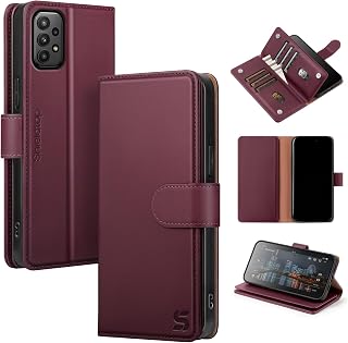Shieldtop Compatible with Samsung Galaxy A23 5G Wallet Case with Card Holder,Women Men RFID Blocking PU Leather Folio Flip TPU Protective Cover Credit Card Slots,Phone Case for Galaxy A23,Wine Red