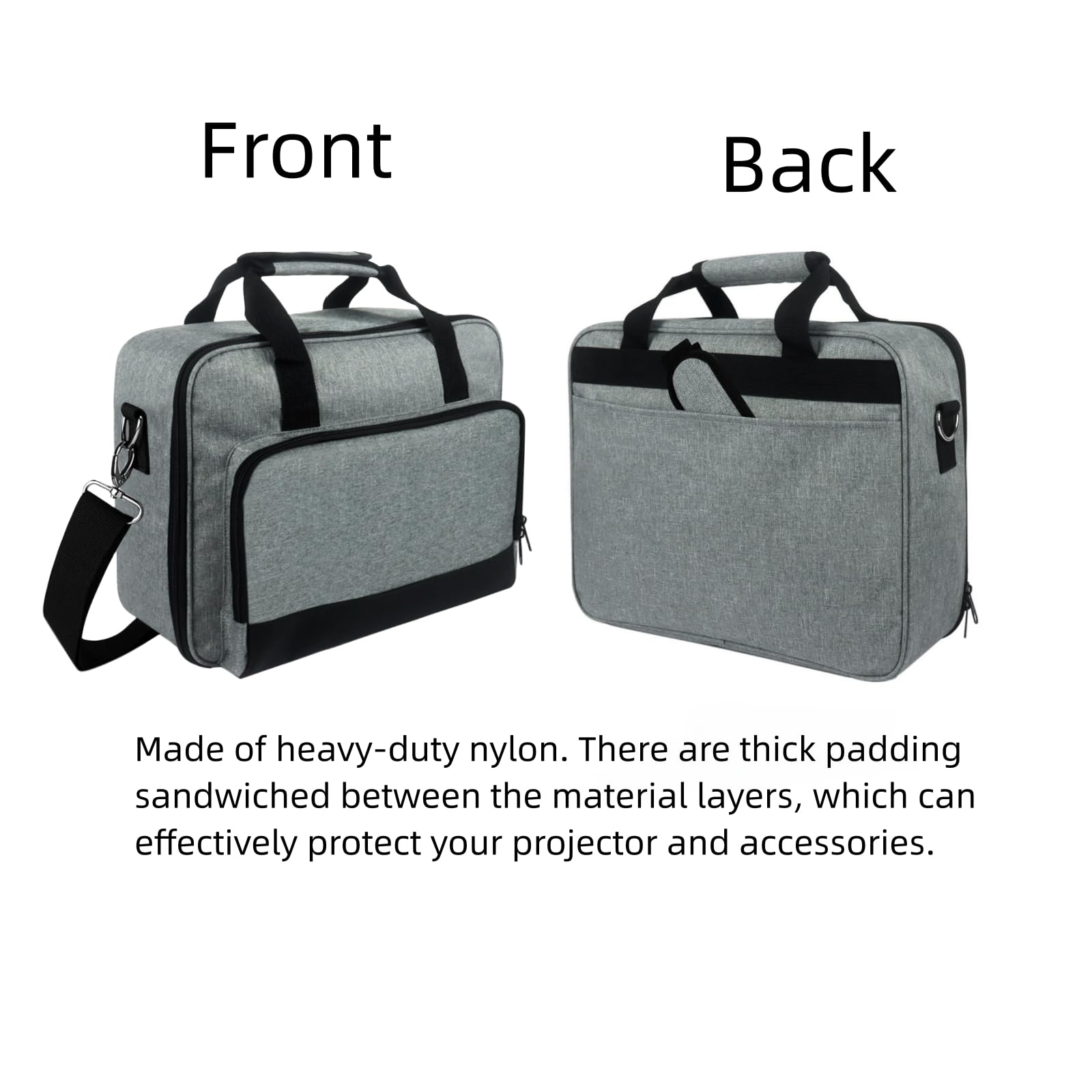 Tragetasche für Epsons CO-W01 Projektor, Tragetasche für Epsons CO-FH02, VS260, ViewSonicss M2W WXGA Projektor mit Taschen und verstellbaren Schultergurten, Grau