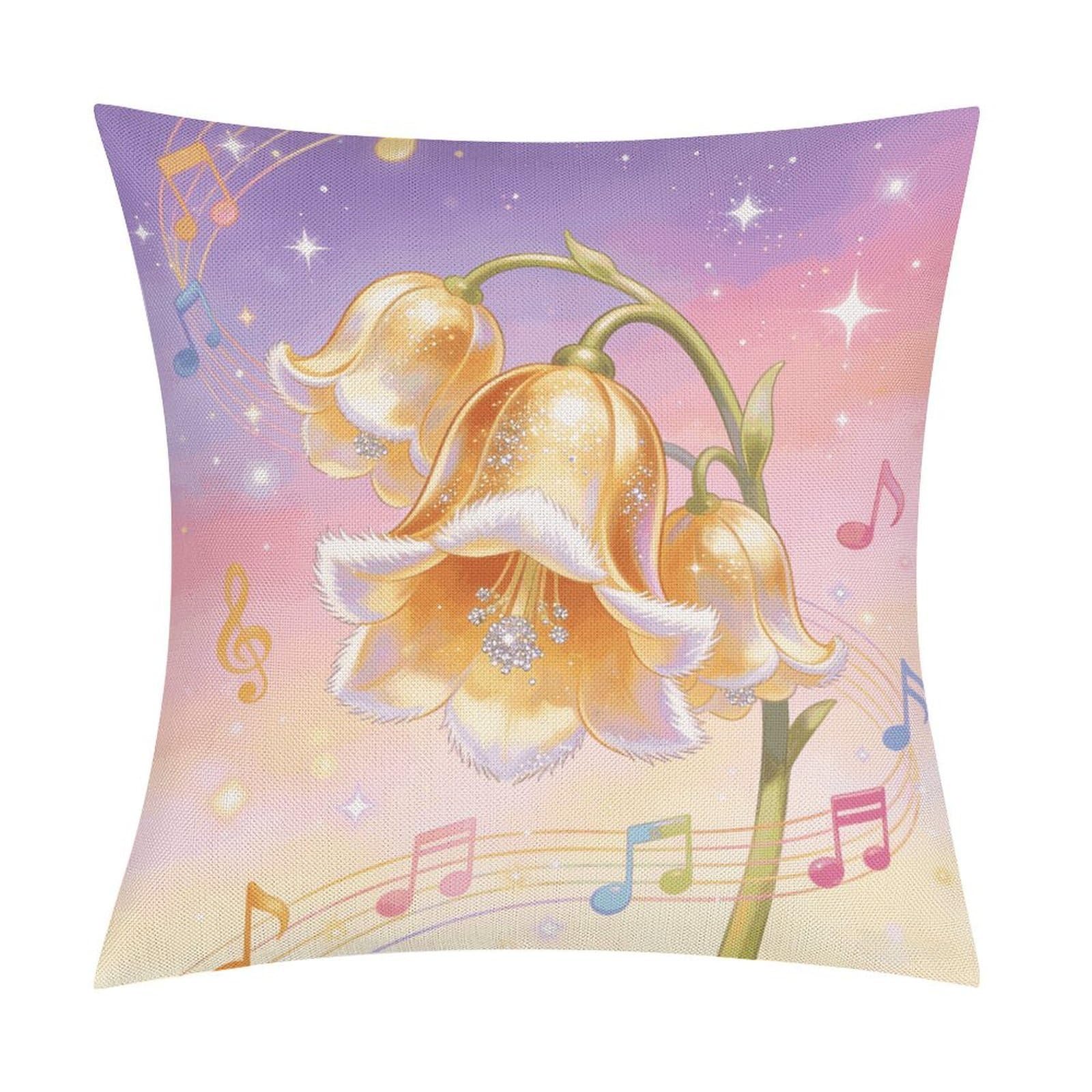 LZQPOEAS Jingle Bloom Throw Pillow Covers, Waterproof Faux Linen Pillow Cases with Invisible Zipper, Decorative Square Cushion Covers for Sofa Couch Living Room Bedroom 18x18 Inch