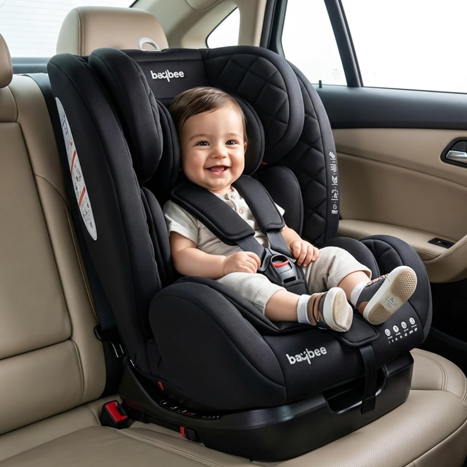 Baybee Convertible Car Seat for Baby 0 to 12 Years with ISOFIX, 3 Position Recline, Headrest Adjustable | ECE R44/04 Safety Certified | Travel Baby Car Seat for Toddlers Kids Boys Girls (Jet Black)-image-49