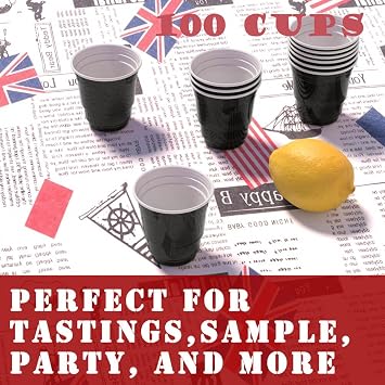 100ct 2oz. Mini black Shot Cups, Disposable and Small Size Perfect for Party, Tastings, Sample and More