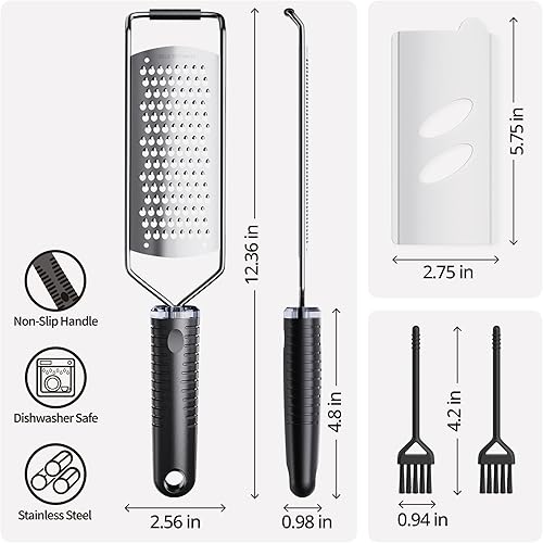 Miniatura 4 de Rallador grueso con antideslizante de mano, 2.56 pulgadas de ancho x 12.36 pulgadas de largo, negro