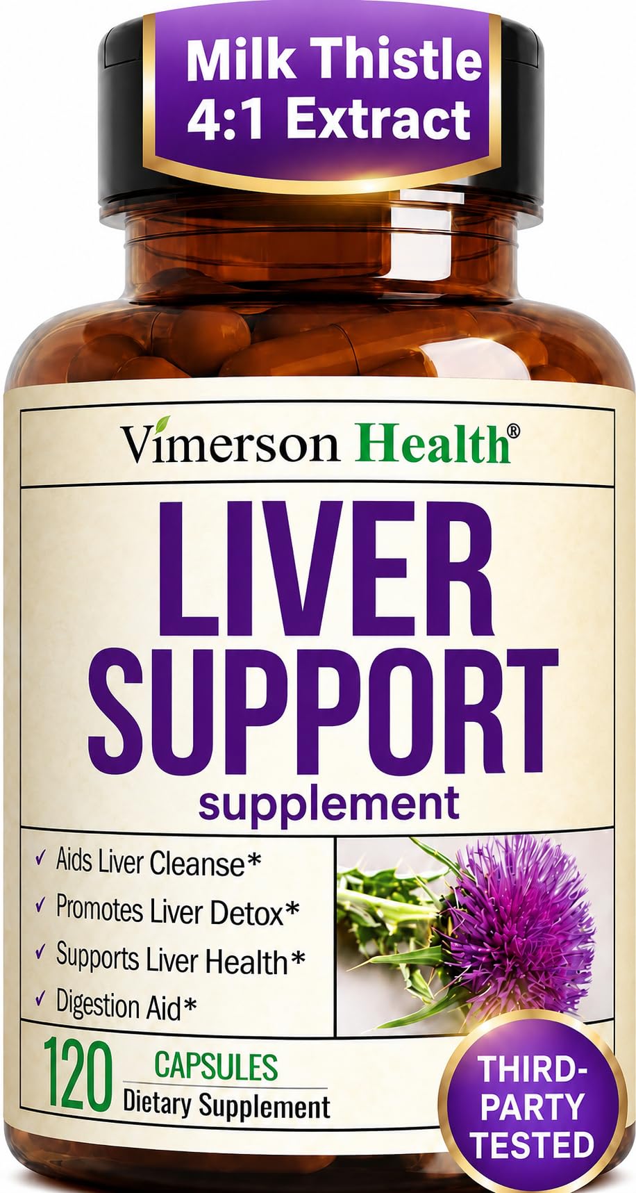 Liver Support – Liver Cleanse Detox & Repair Milk Thistle Supplement 120ct 120 Count (Pack of 1)
