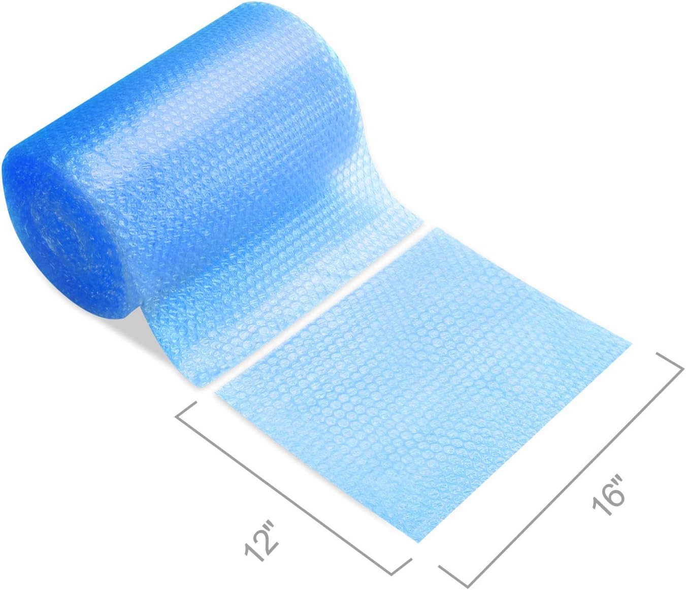 Fuxury Blue 16" Anti-Static Bubble cushion Wrap Roll Air Bubble Roll 1 Roll 36 Feet,Perforated Every 12",Included 10 Fragile Sticker Labels for Packaging Moving Shipping Boxes Supplies