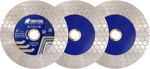 Miniatura 6 de SHDIATOOL Hoja de sierra de diamante para azulejos, rueda de disco de corte de 4.528 in4.5 pulgadas para corte y molienda en secohúmedo, azulejos de