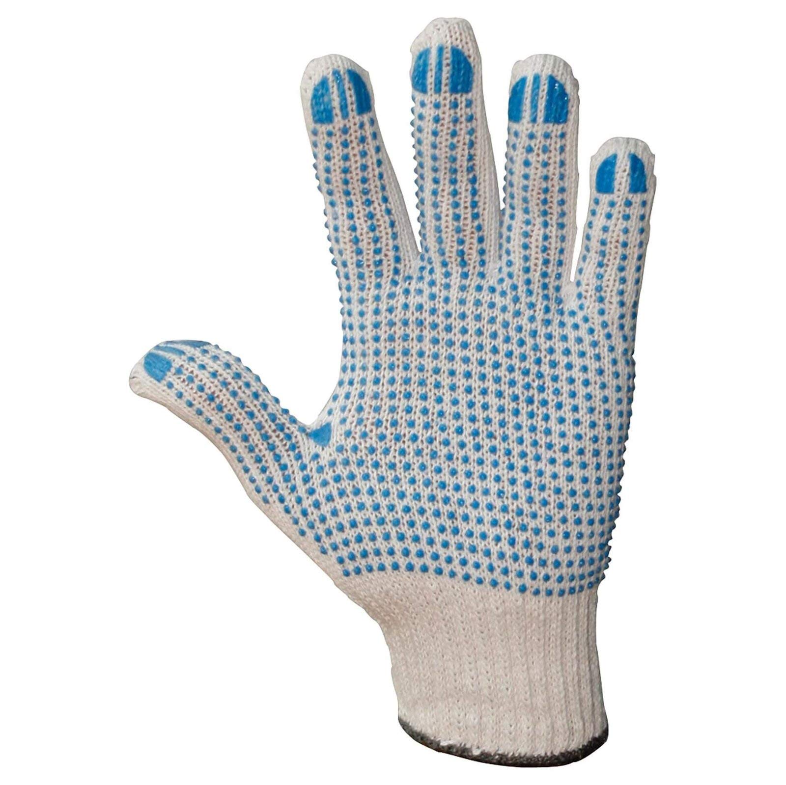2 Paar Structa Handschuhe Gr. L – Baumwolle Mit Antirutsch-Noppen, Weiß-blau