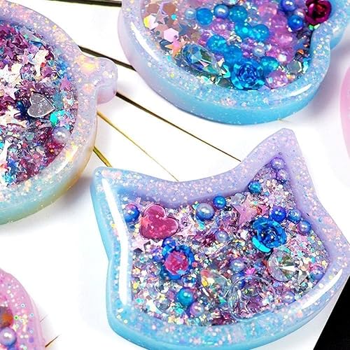 Miniatura 5 de Meikakka Molde de estrella de resina epoxi, utensilios de silicona, agitador de paletas, llavero brillante de silicona, caja de espejo de