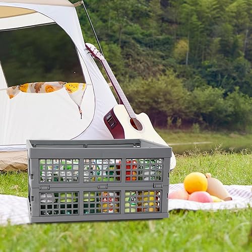 Miniatura 5 de Caja de plástico plegable de 32 L, paquete de 3 cestas plegables de almacenamiento