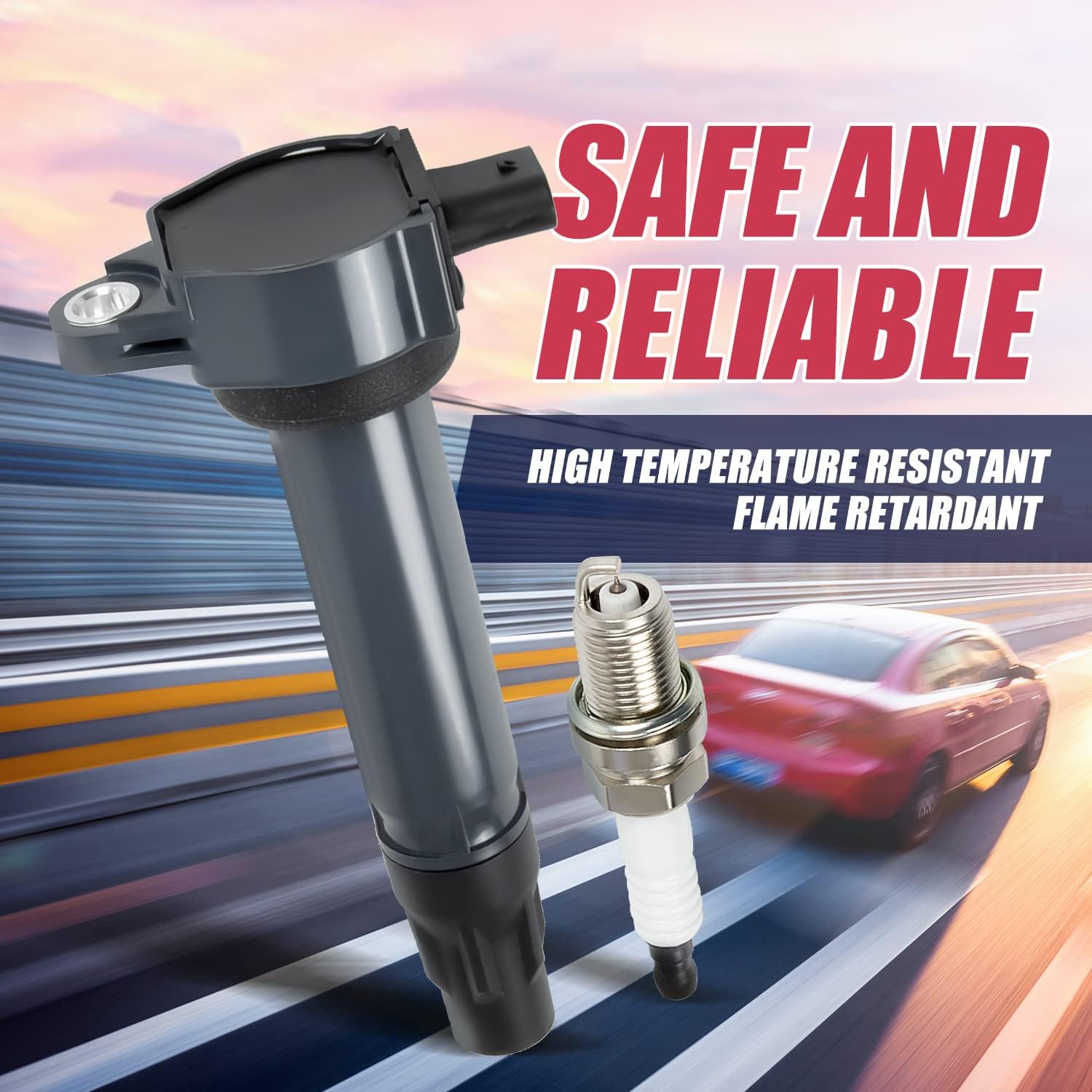 RANSOTO UF557 Ignition Coil Packs and Spark Plugs Compatible With Jeep Patriot Compass Dodge Avenger Caliber Journey Chrysler 200 Sebring 1.8L, 2.0L, 2.4L Replaces C1587, 5C1644, GN10346