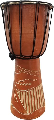 Miniatura 61 de Djembe Drum Carved Bongo música de inspiración africana también una idea única para regalar. Carver Abstract Elephant Giraffe Turtle.