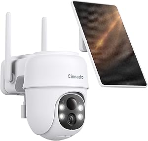 Cinnado Überwachungskamera Aussen Akku Solar – 2K Kabellos Kamera Überwachung Aussen, 360° PTZ 2,4 GHz WLAN Outdoor Camera…