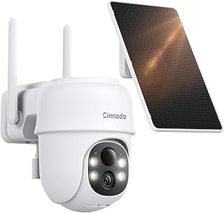 Cinnado Überwachungskamera Aussen Akku Solar – 2K Kabellos Kamera Überwachung Aussen, 360° PTZ 2,4 GHz WLAN Outdoor Camera…