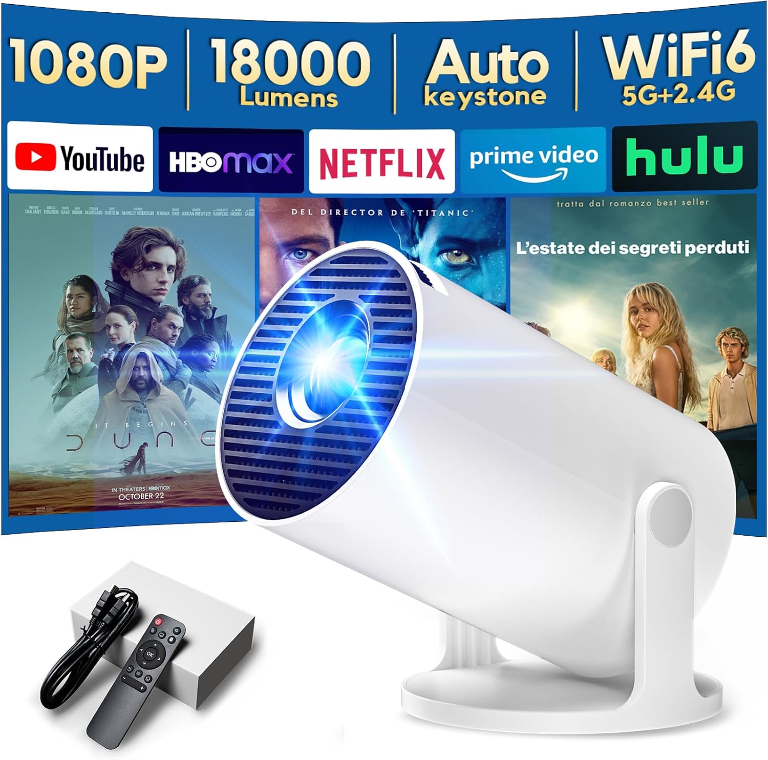 Proyector AKIYO O2 con WiFi6 y Bluetooth 5.4 por 39,91€ marcando aplicar cupón y usando el #código: ASWYIG67