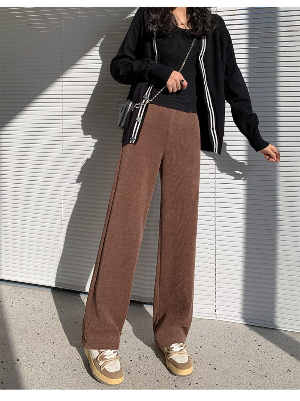 Damen Hose Mit Weitem Bein - Lässige Damen Herbst Und Winter Dicke Cordhose Mode Stretch Hohe Taille Lockere Hose Mit Weitem Bein Gepolstert Warm Einfach Outdoor Sport Elegant Business Party