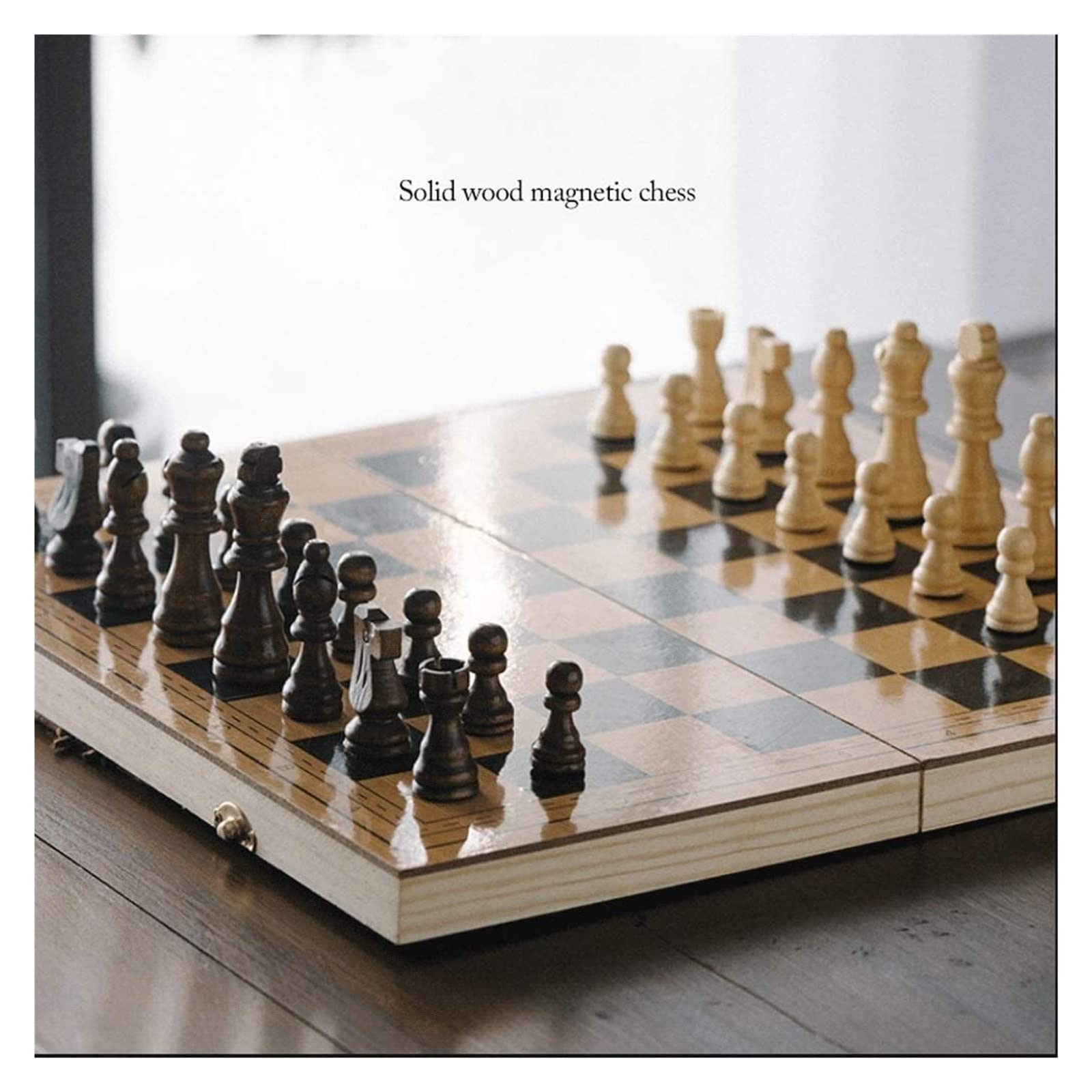 Jeux de Voyage, Jeu d'échecs de Voyage magnétique 15 Pouces, Jeu Pliant en Bois avec Fente Rangement, échiquier