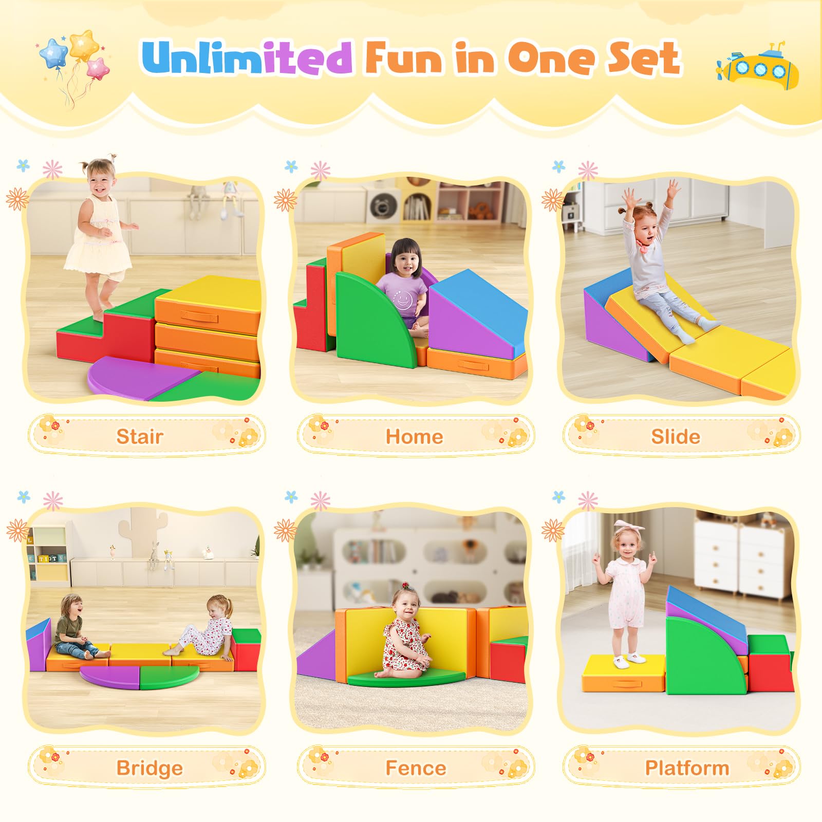 Blocchi da costruzione in schiuma 38S ad alta densità, materiale PU resistente agli urti e facile da pulire, chiusura lampo nascosta, chiusura in per interni (pieghevoli) - 3