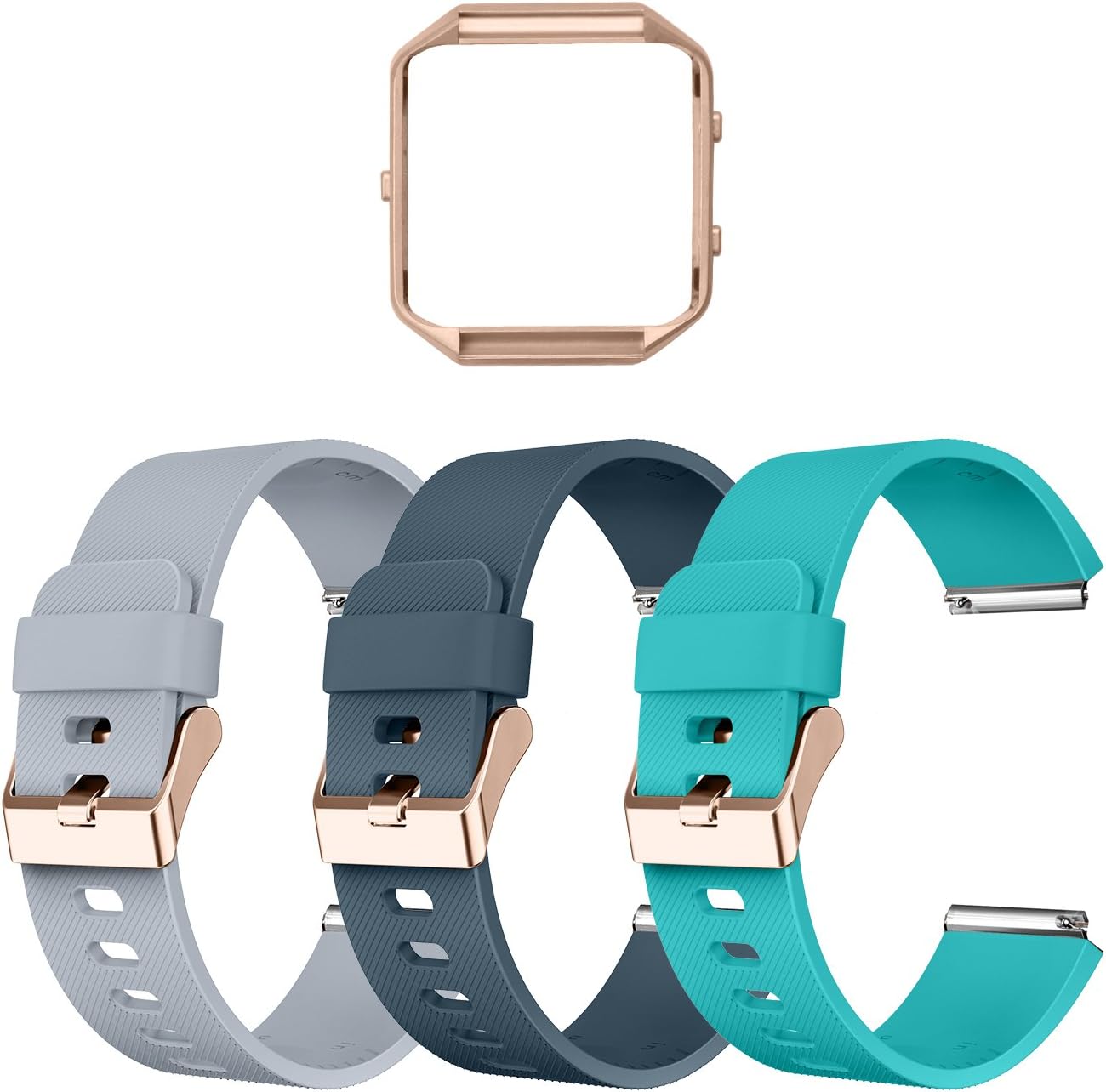 Compatible Blaze Bands with Frame, Sport Silicone Replacement Strap for Blaze Smart Fitness Watch Accessory Wristbands Small, w/Rose Gold Frame Men Women