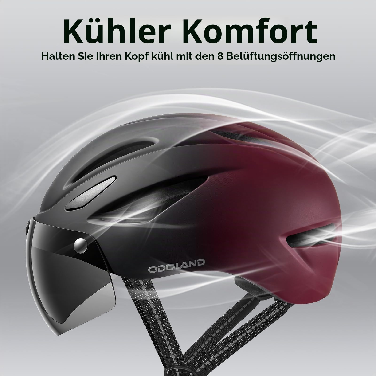 Odoland Fahrradhelm mit Magnetvisier für Erwachsene, Leichter Radhelm mit abnehmbarem Sonnenvisier Atmungsaktiv MTB Helm für Damen und Herren