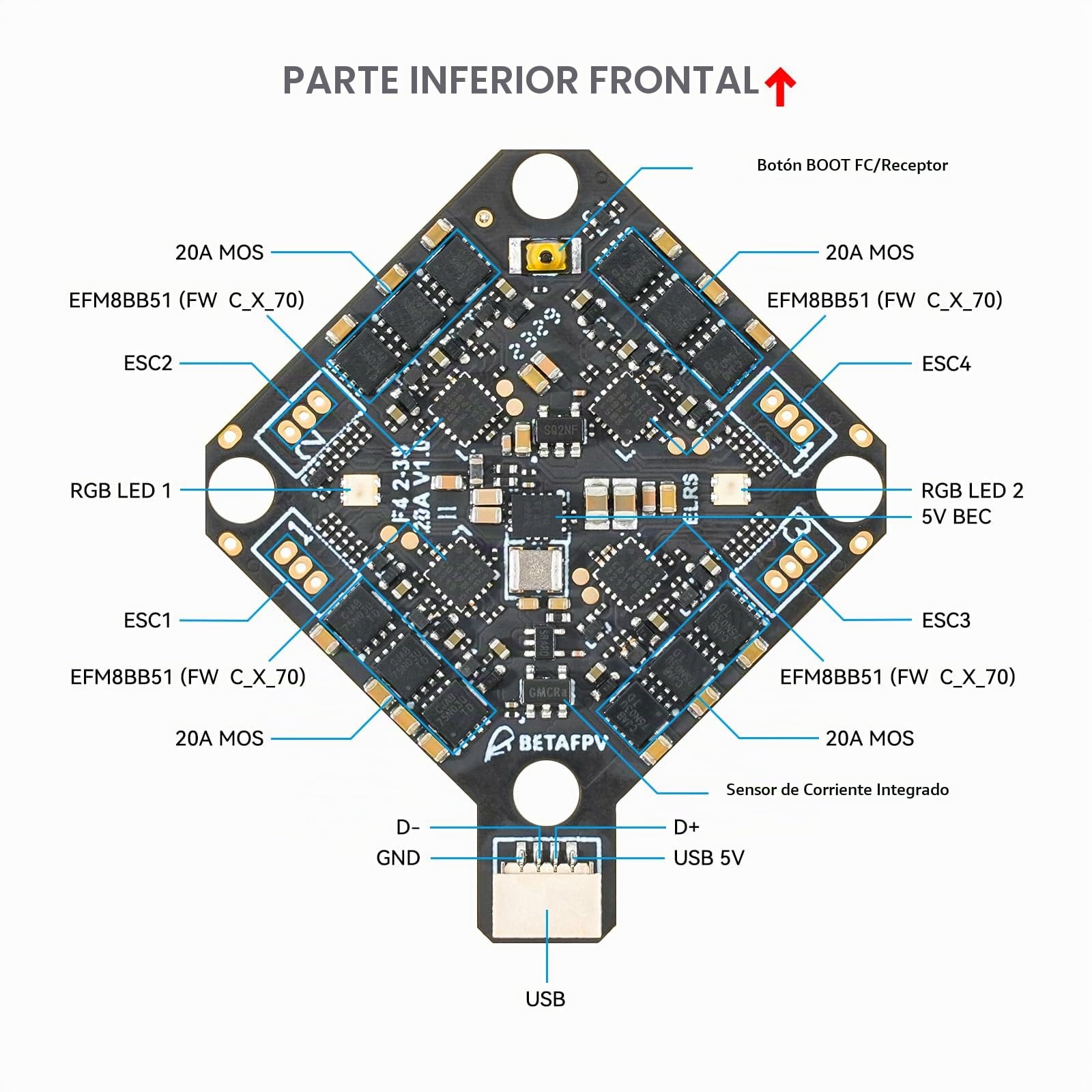 BETAFPV F4 2-3S 20A Brushless FC for HD Digital Drone Like Pavo20 Pro II | Compatible for HD VTX, O3 Air Unit wihout soldering, 2-3S FPV Drone, Integrate Serial ELRS 2.4G Receiver