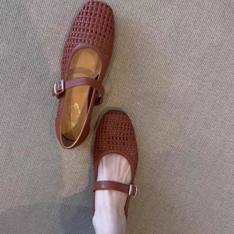 Woven Ballet Flats for Women Mesh Mary Janes Sandals - Retro Cute Plus Size Trendy Athleisure Breathable Causal Comfortable Walking Lightweight Running Beach Travel Standing All Day Business Office3