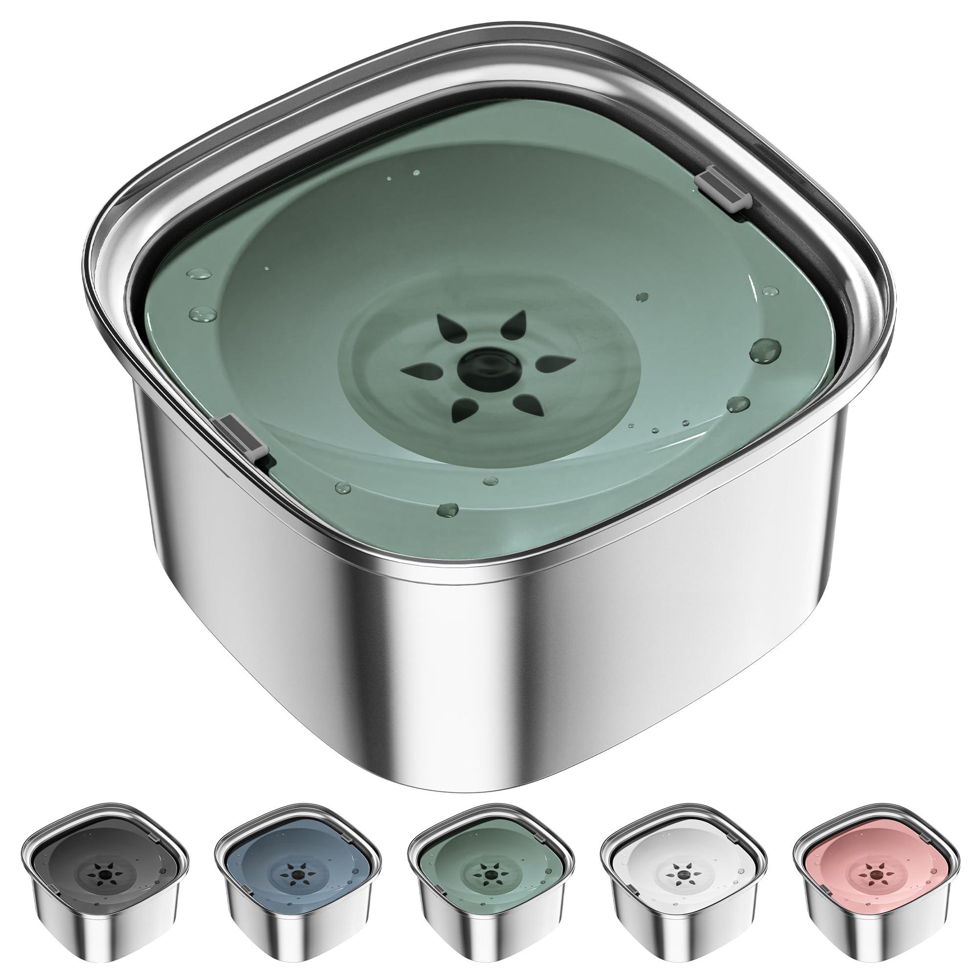 UPSKY 3L Dog Water Bowl 101oz Stainless Steel No Spill Large Capacity Dog Food Water Bowl Slow Water Feeder, Spill Proof Pet Water Dispenser Vehicle