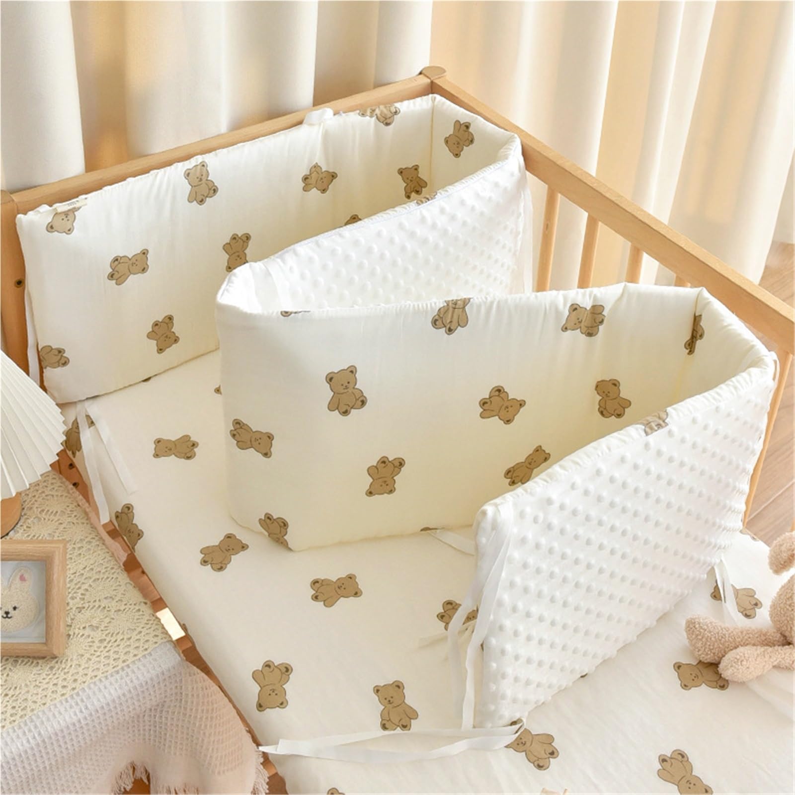 Sohodoo Cot & Crib Protection - Breathable Mesh Liner, Soft Padded Rail Covers & Headboard Protector | 360° Bed Side Guarding(E,200-28cm)