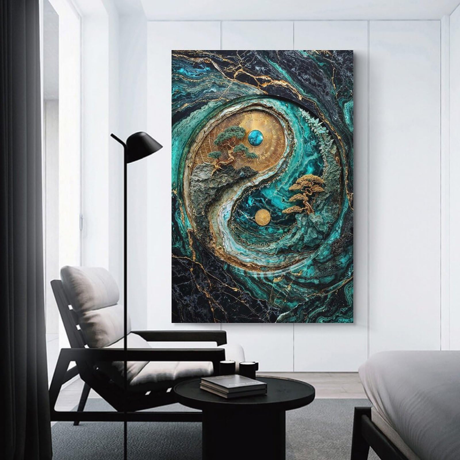 Junmoney Yin Yang Harmony Kintsugi Art Canvas Wall Decor, 20x30inch(50x75cm), for Home Walls, Creative Rooms Or Shared Spaces, Stylish Home Artwork for Focal Walls