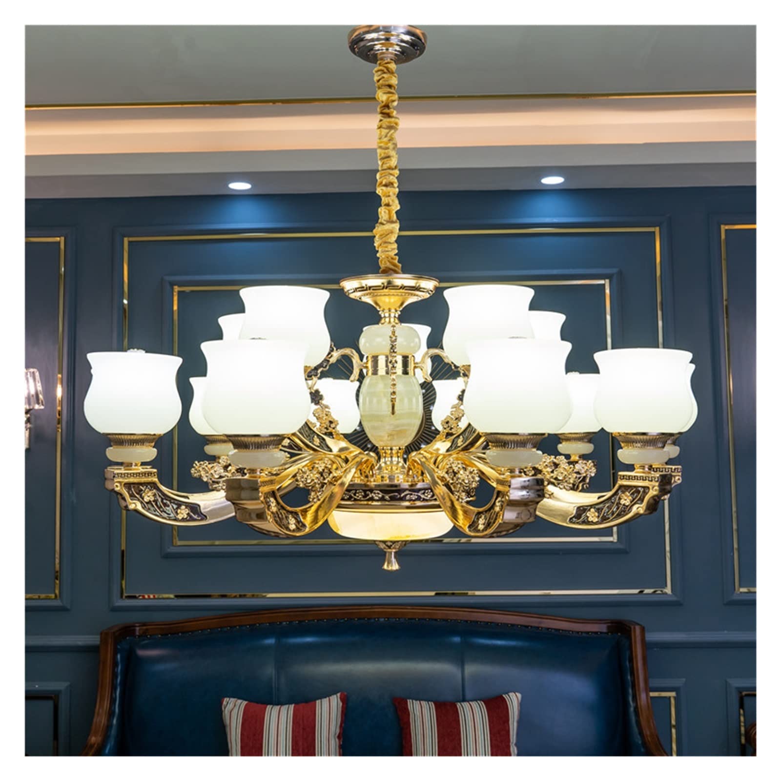 Lustre en cristal style chinois 12 têtes pour villa et grand salon