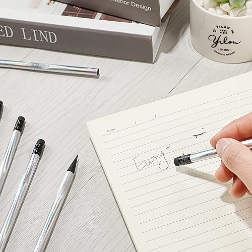 Miniatura 6 de Tinlade Paquete de 36 lápices HB con caja de madera negra, lápiz holográfico suave y fresco con borrador, barril holográfico para el hogar, oficina,