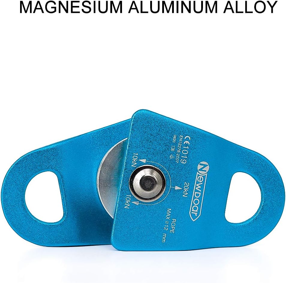 NewDoar Micro Mobile Single Pulley,20kN(4500 lb) Max Rope 1/2in for Rigging Arborist Climbing Rescue,CE Certified (20KN Blue 1pcs) : Sports & Outdoors