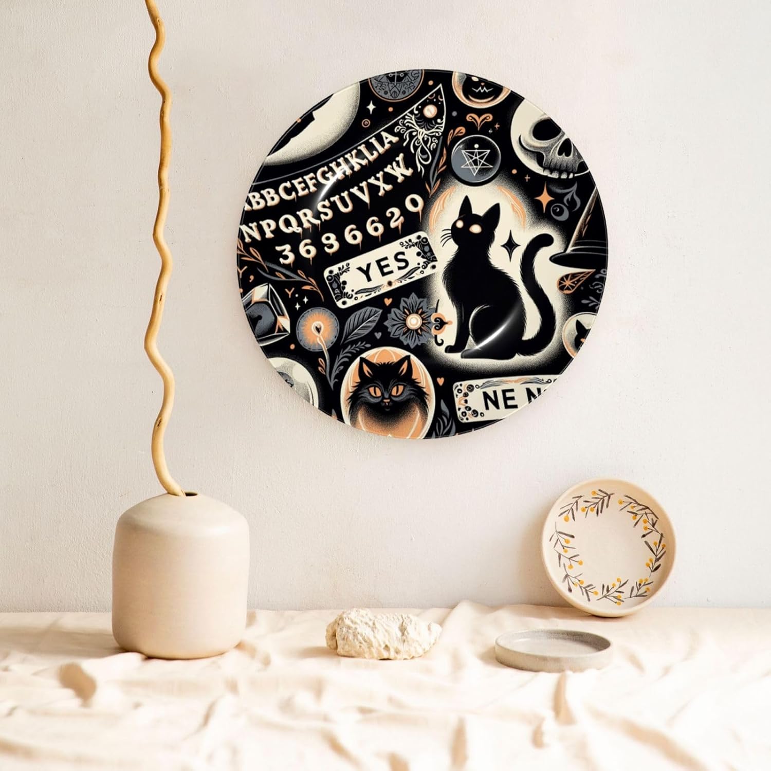 Halloween-Cute-Cats 10 Inch Decorative Plate With Stand, Elegant Display Wall Plate For Home Decor