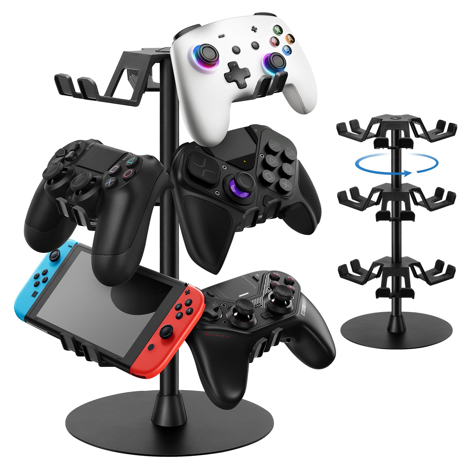 hatisan Headset Stand 3 Tier Rotating Desktop Controller Holder for Xbox PS5 PS4 Switch Gaming Accessories Headset Holder