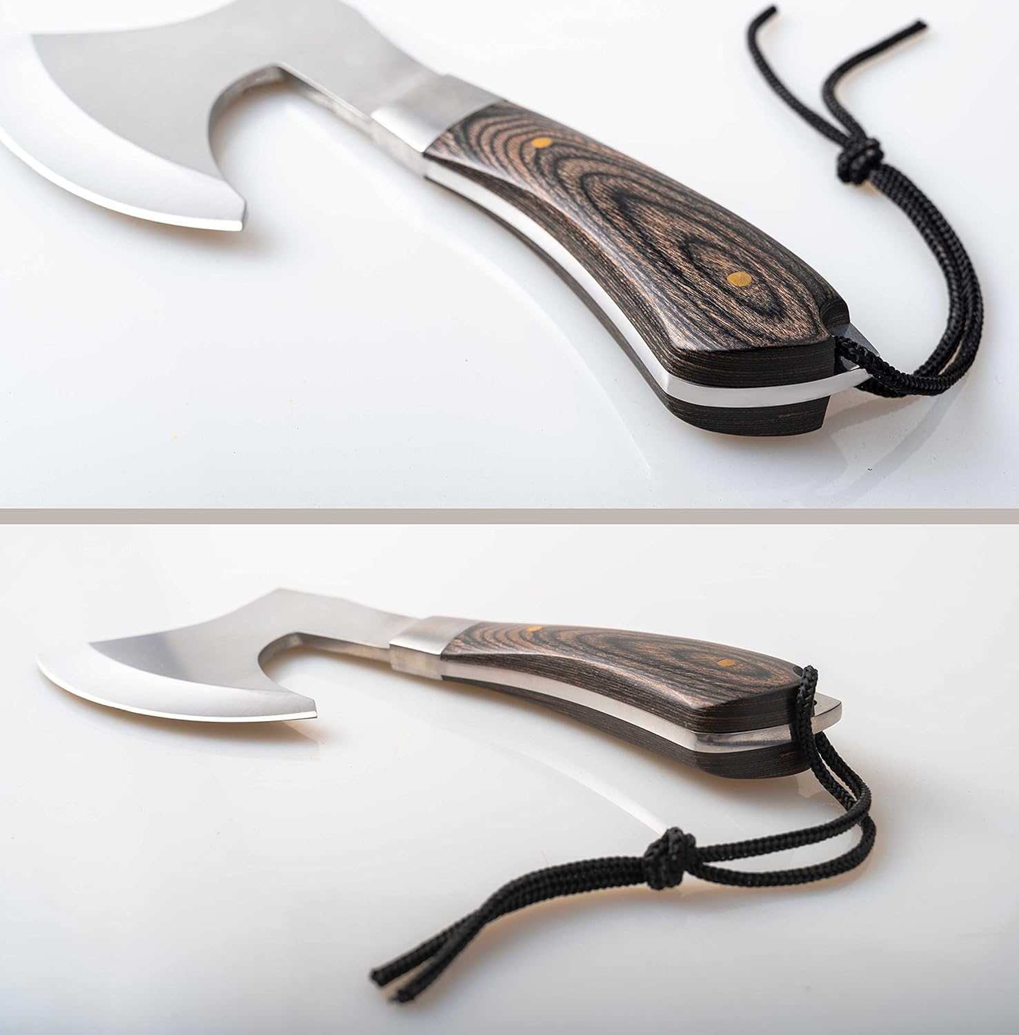 GEERMOLAN Camping Hatchet Overall 8.5in w/4in Blade, Compact Camp Axe Stainless Steel Blade and Comfortable Wooden Grip, Outdoor Hunting Survival Hiking Tactical Axe Tomahawk, Sheath Included : Everything Else