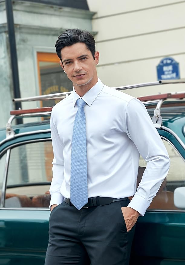 Set de Corbata y Pañuelo para Hombre HISDERN Verde Salvia Pata de Gallo miniatura 3