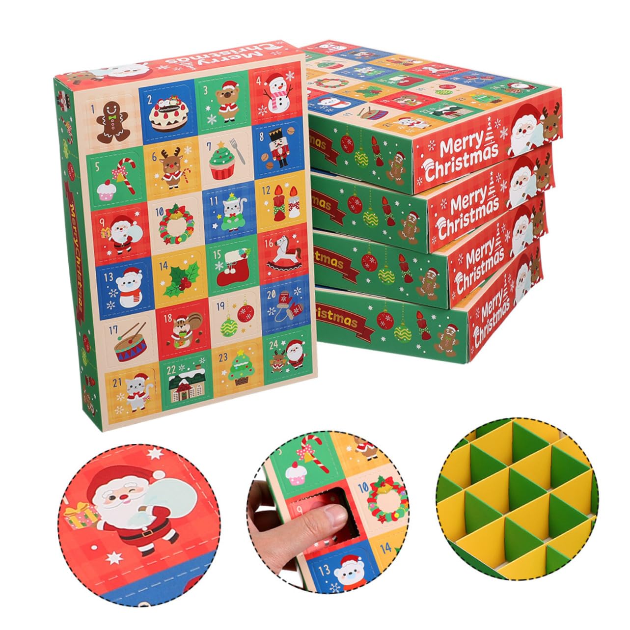 FUTUREORYY Befüllbare Adventskalender Boxen 15 Stück mit 24 Fächern Selbstgemacht Weihnachtskalender für Festliche Stimmung und Geschenkideen für Kinder und Erwachsene