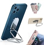Foldable Cell Phone Stand for Desk, Adjustable Cellphone Ring Holder Finger Kickstand for Office Desktop & Magnetic Car Mount, Rotatable Multi-Angle Hand Grip for iPhone and All Smartphones Back Case