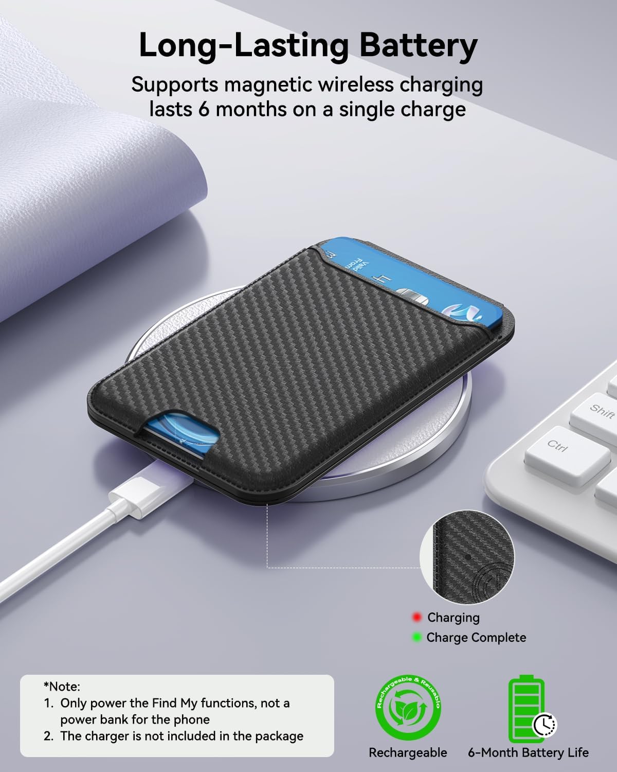 for MagSafe Wallet, Works with Apple Find My,5 Card Holder with Stand, Magnetic Phone Wallet Stand for iPhone 17/16/15/14/13/12 Pro Max Air Plus, RFID Blocking Vegan Leather,Carbon Fiber