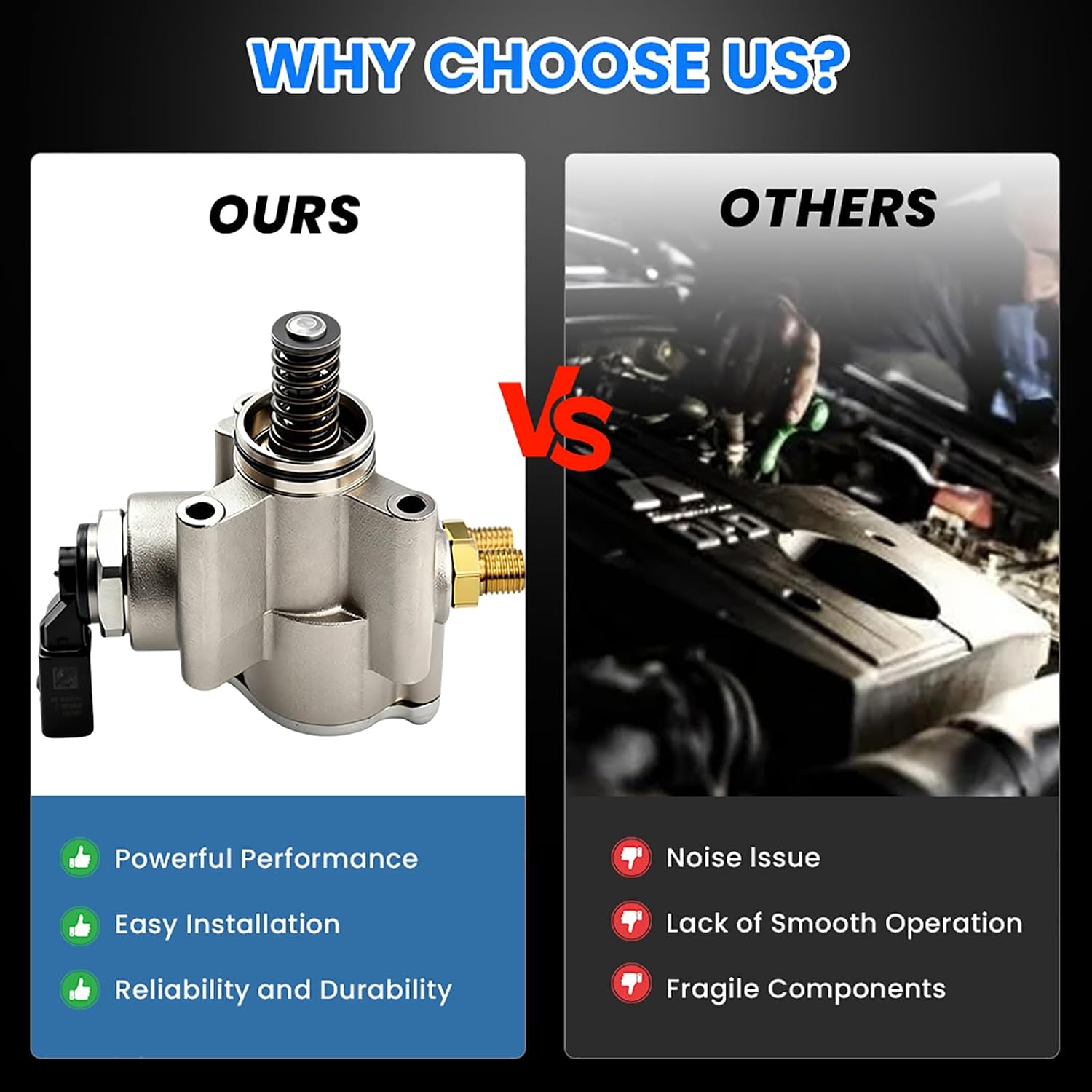 High Pressure Fuel Pump compatible with Volkswagen Touareg Audi Q7 2007-2010 3.6L V6, Replaces 03H127025C HPP0013 HM10042 GDP607