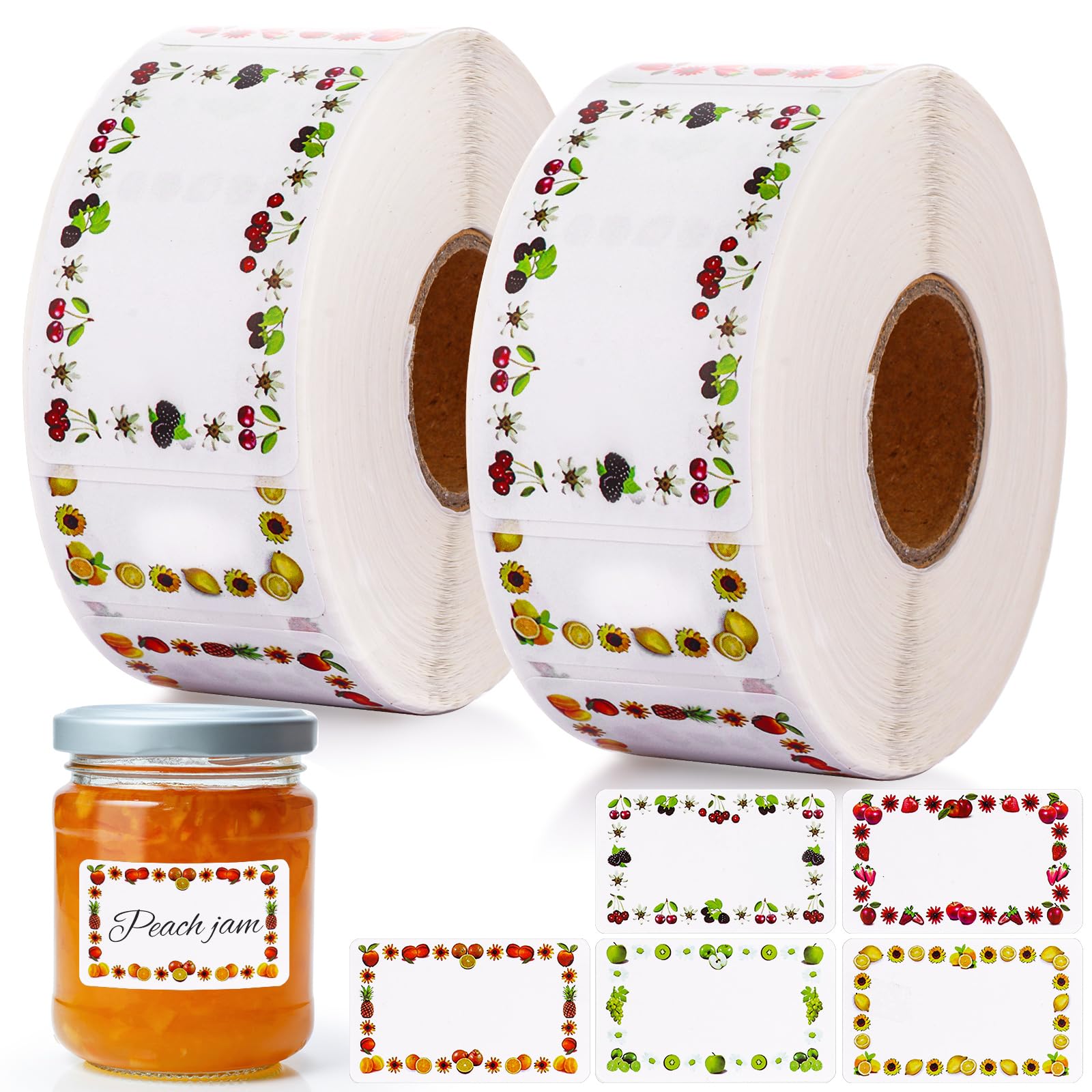 ASelected 1000 Pcs Jam Labels for Jars, 30 x 50 mm Jam Jar Labels Easy Peel Food Label Stickers Waterproof Writeable Decorative Stickers for Kitchen Food Bottles